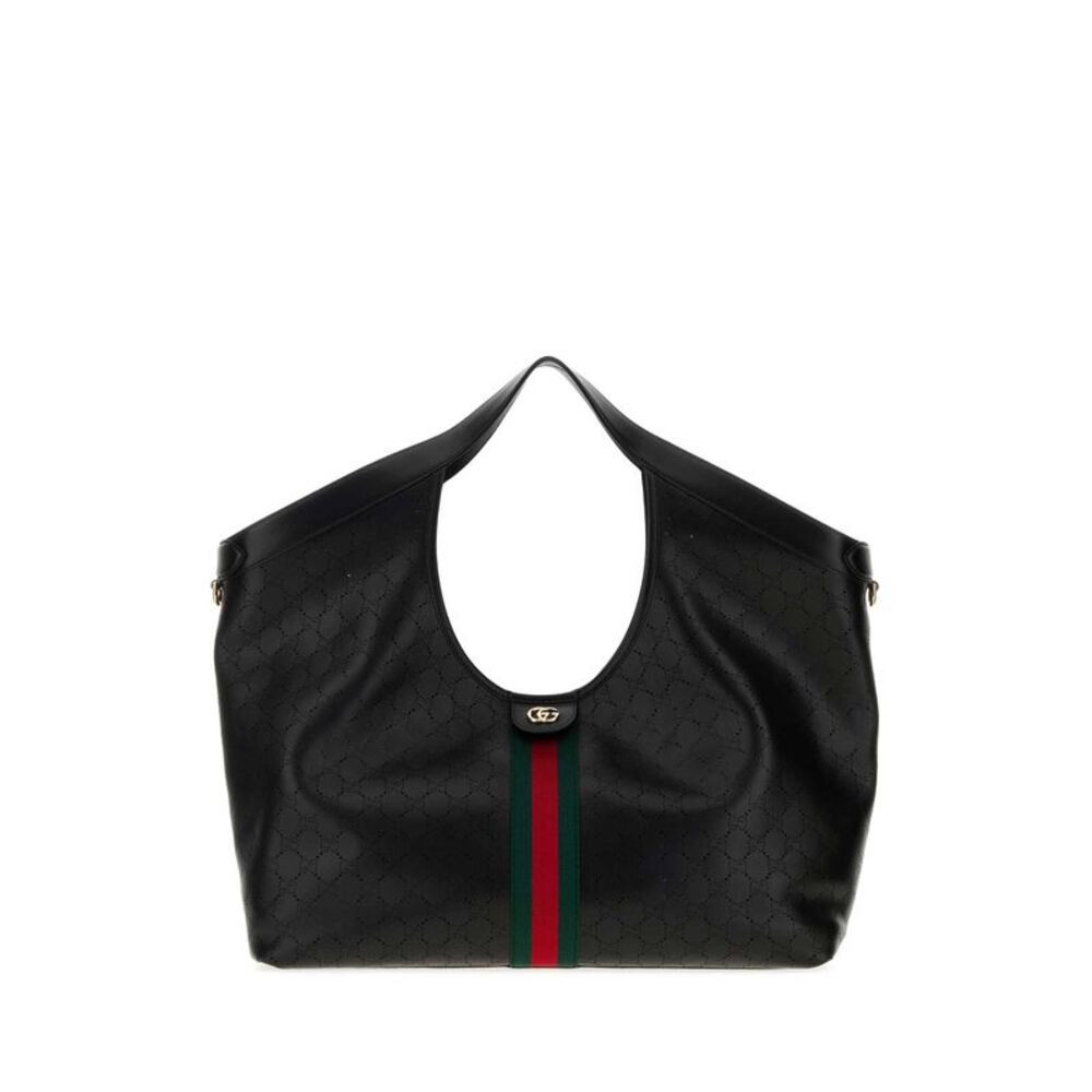 Gucci Women Black Leather Large Gucci Giglio Shopping Bag